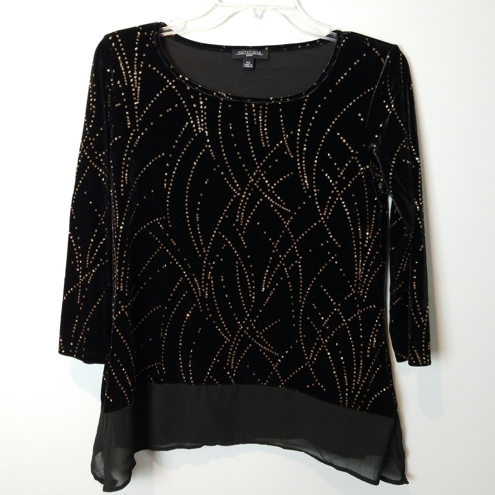Notations Velvet Glitter Top
